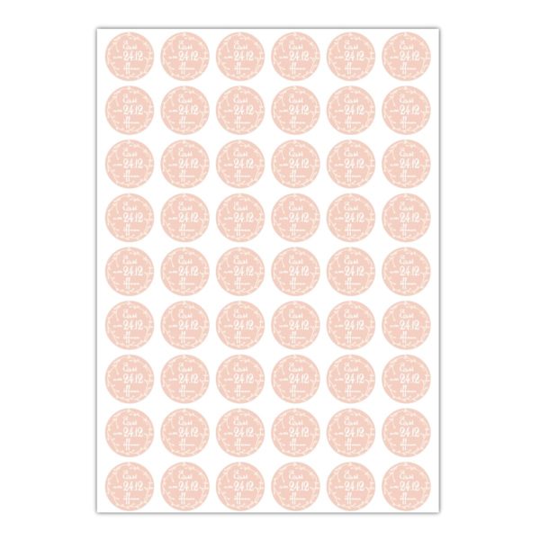 Kartenkaufrausch Sticker in rosa: 48 tolle Weihnachts Geschenk Aufkleber