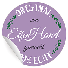 Kartenkaufrausch: Geschenk Aufkleber "Original von Elfen Han aus unserer Weihnachts Papeterie in lila