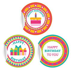 Kartenkaufrausch: 48 kunterbunte Geburtstags Aufkleber aus unserer Geburtstags Papeterie in multicolor