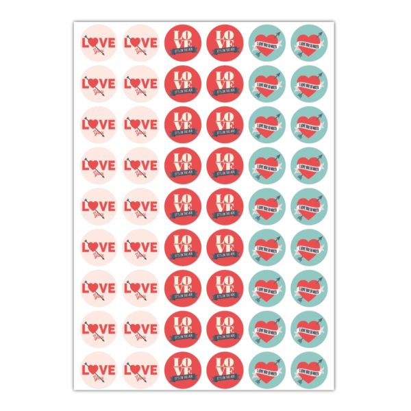 Kartenkaufrausch Sticker in rosa: 48 romantische Retro Aufkleber