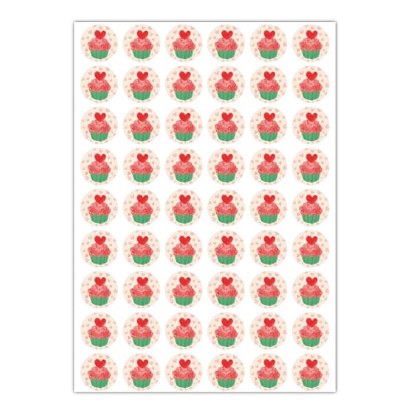 Kartenkaufrausch Sticker in beige: 48 herzige Muffin Aufkleber