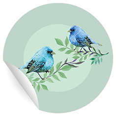 Kartenkaufrausch: Aufkleber mit Vögelchen auf türkis aus unserer Tier Papeterie in türkis