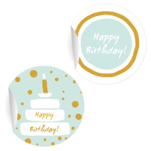 Kartenkaufrausch: Geburtstags Aufkleber mit Kuchen aus unserer Geburtstags Papeterie in gold