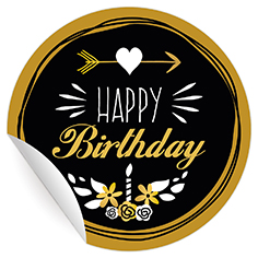 Kartenkaufrausch: Aufkleber mit "Happy Birthday" aus unserer Geburtstags Papeterie in gold