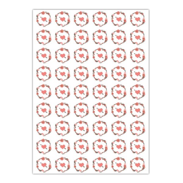 Kartenkaufrausch Sticker in weiß: Aufkleber mit Blüten Kranz