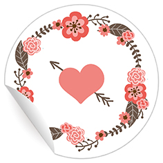 Kartenkaufrausch: Aufkleber mit Blüten Kranz aus unserer Liebes Papeterie in weiß