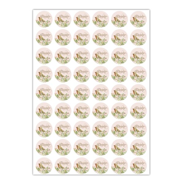 Kartenkaufrausch Sticker in rosa: 48 wunderschöne Dankes Aufkleber