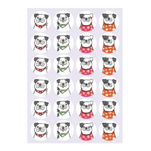 24 lustige Hunde Sachen Aufkleber mit verschiedenen coolen Sommer Hunden,  MATTE Papieraufkleber für Geschenke, Mitgebsel (ø 45mm; 6 x 4 Motive) 