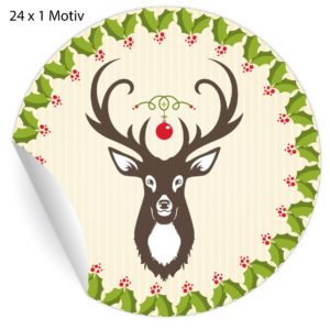 Kartenkaufrausch: Hirsch Weihnachts Aufkleber aus unserer Weihnachts Papeterie in beige