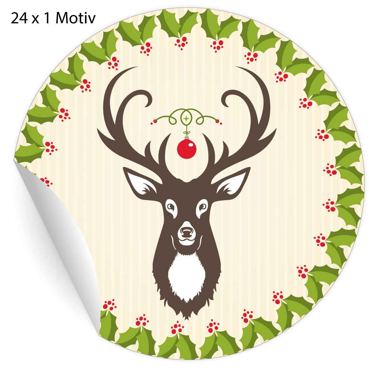 Kartenkaufrausch: Hirsch Weihnachts Aufkleber aus unserer Weihnachts Papeterie in beige