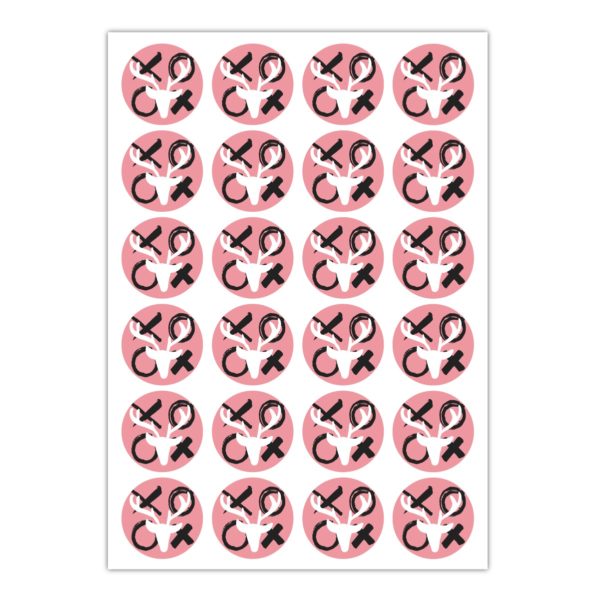 Kartenkaufrausch Sticker in rosa: schicke Hirsch Weihnachts Aufkleber