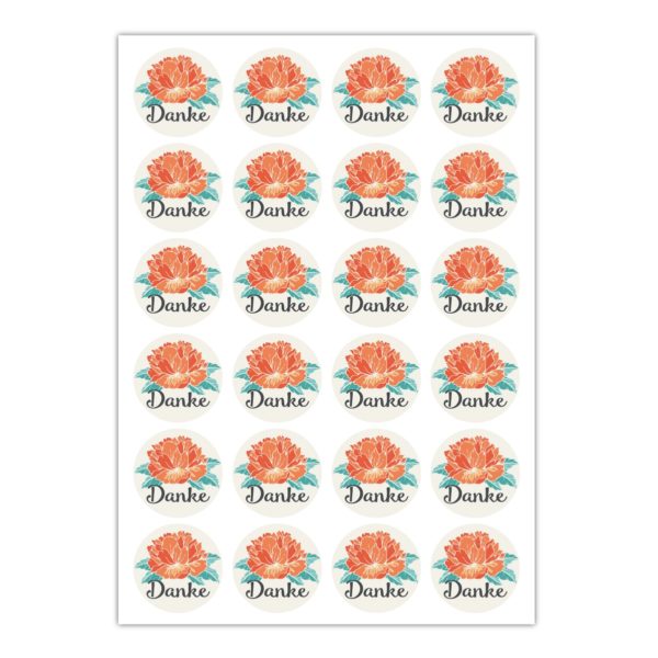 Kartenkaufrausch Sticker in beige: Dankes Aufkleber mit Hibiskus Blüte