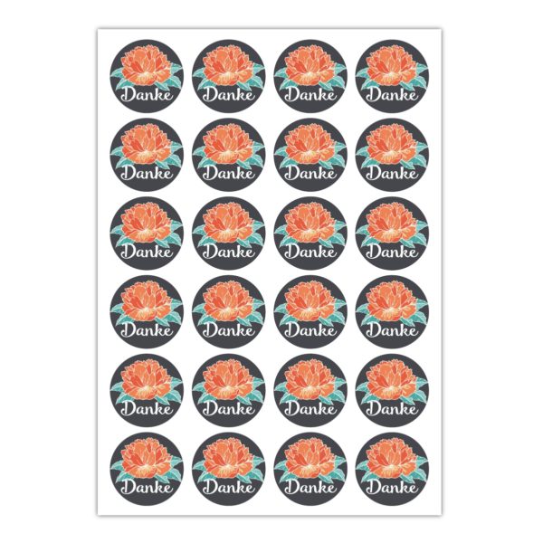 Kartenkaufrausch Sticker in orange: 24 elegante Dankes Aufkleber