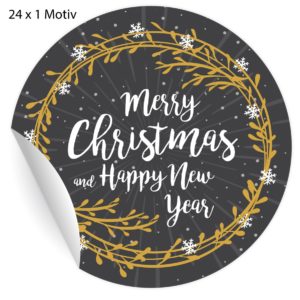 Kartenkaufrausch: Weihnachts Aufkleber mit Schneeflocken Kranz aus unserer Weihnachts Papeterie in gold