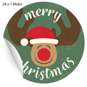 Kartenkaufrausch: komische Weihnachts Aufkleber aus unserer Weihnachts Papeterie in dunkel grün