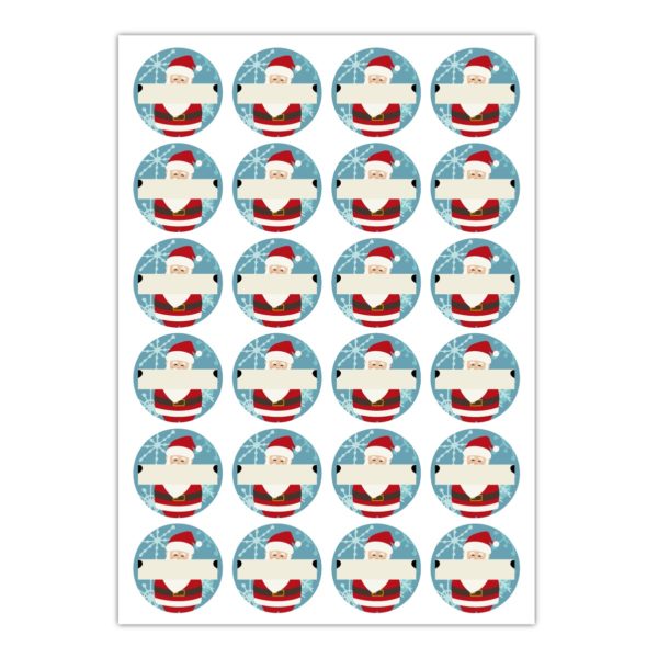 Kartenkaufrausch Sticker in hellblau: Aufkleber mit Weihnachtsmann
