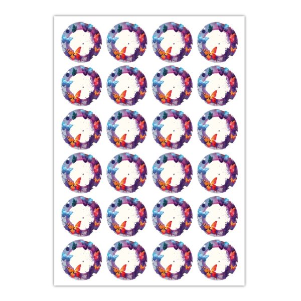 Kartenkaufrausch Sticker in lila: 24 traumhafte Aufkleber