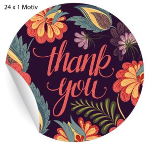 Kartenkaufrausch: Dankes Aufkleber mit edlen Blüten aus unserer Dankes Papeterie in dunkel lila