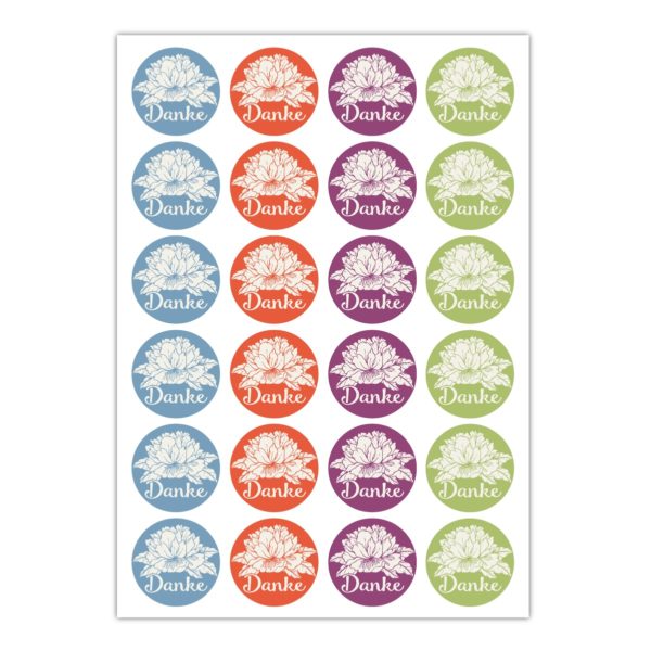 Kartenkaufrausch Sticker in multicolor: Dankes Aufkleber mit Hibiskus