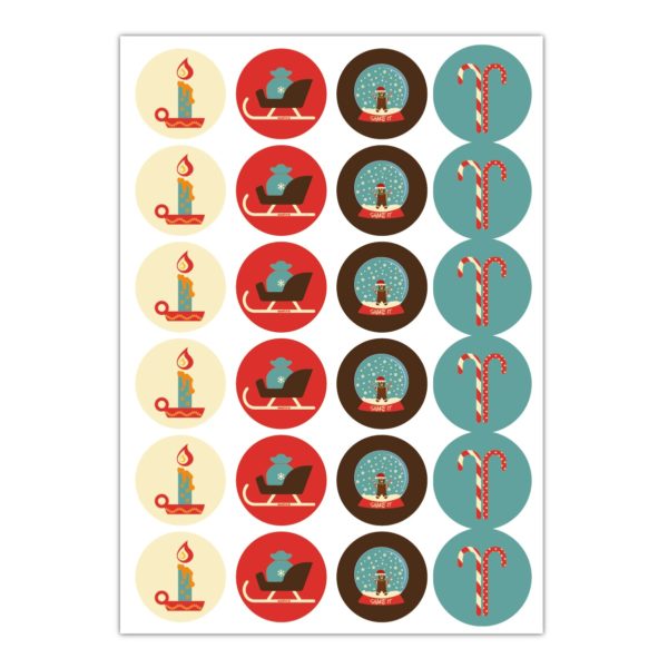 Kartenkaufrausch Sticker in multicolor: 24 tolle Retro Aufkleber