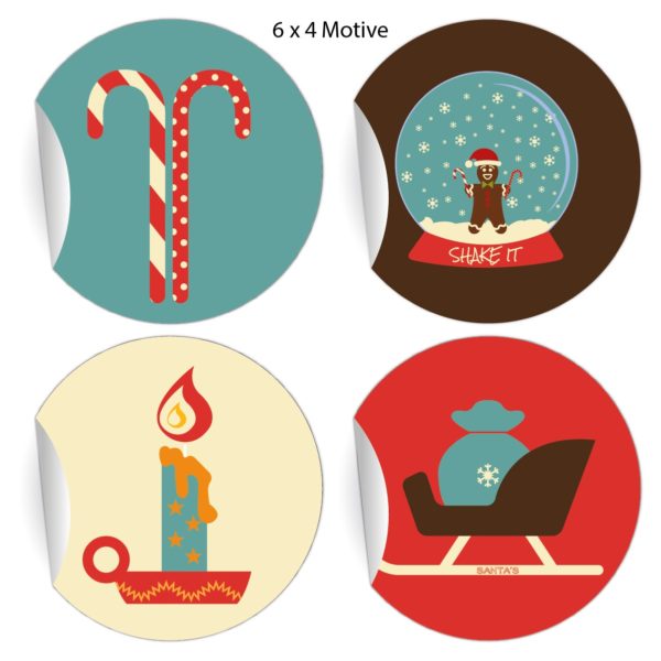 Kartenkaufrausch: 24 tolle Retro Aufkleber aus unserer Weihnachts Papeterie in multicolor
