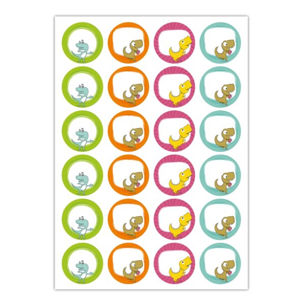 Kartenkaufrausch Sticker in multicolor: Dinosaurier Aufkleber zum Beschriften