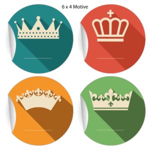 Kartenkaufrausch: 24 schicke Kronen Aufkleber aus unserer Kinder Papeterie in multicolor