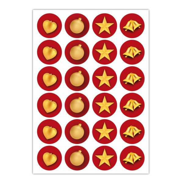 Kartenkaufrausch Sticker in dunkel rot: Aufkleber mit schönen Weihnachtsornamenten