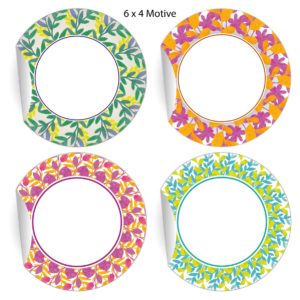 Kartenkaufrausch: dekorative Aufkleber mit Blätter Kranz aus unserer florale Papeterie in multicolor