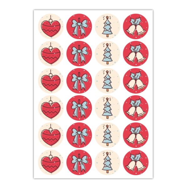 Kartenkaufrausch Sticker in beige: Retro Weihnachts Aufkleber mit Herz