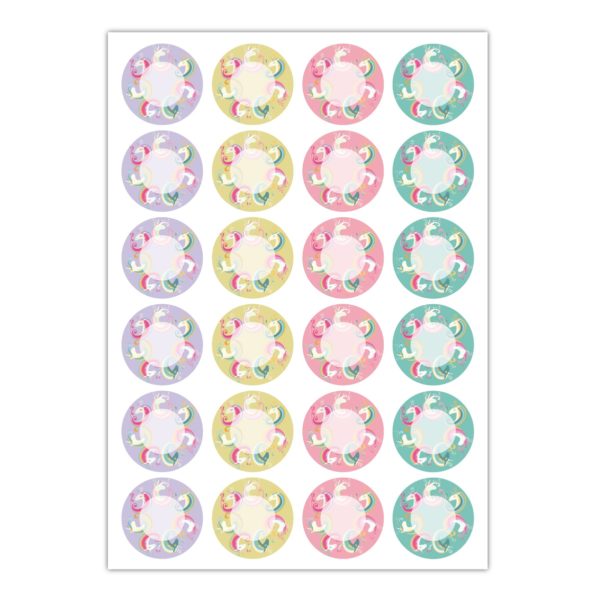 Kartenkaufrausch Sticker in multicolor: 24 traumhafte Einhorn Aufkleber
