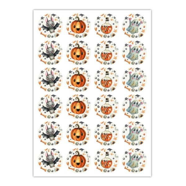 Kartenkaufrausch Sticker in beige: Halloween Aufkleber mit Fledermaus