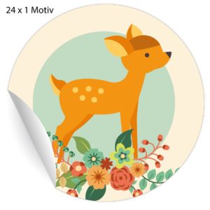 Kartenkaufrausch: 24 niedliche Bambi Aufkleber aus unserer Weihnachts Papeterie in beige