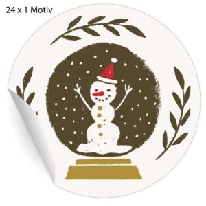 Kartenkaufrausch: Aufkleber mit Schneemann in Schneekugel aus unserer Weihnachts Papeterie in weiß