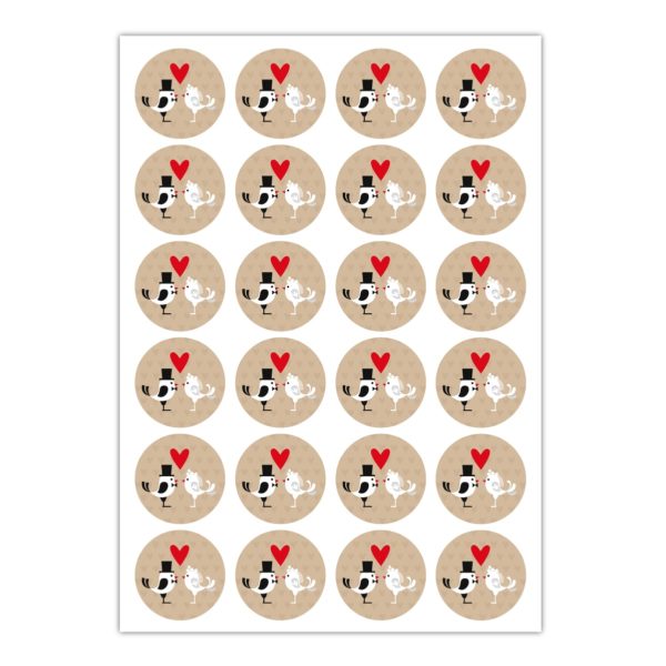 Kartenkaufrausch Sticker in beige: 24 herzige Hochzeits Aufkleber