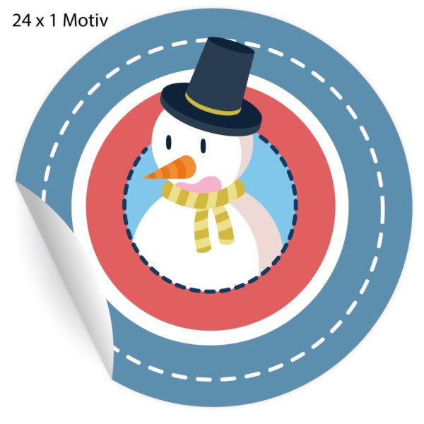 Kartenkaufrausch: 24 süße Schneemann Aufkleber aus unserer Weihnachts Papeterie in blau