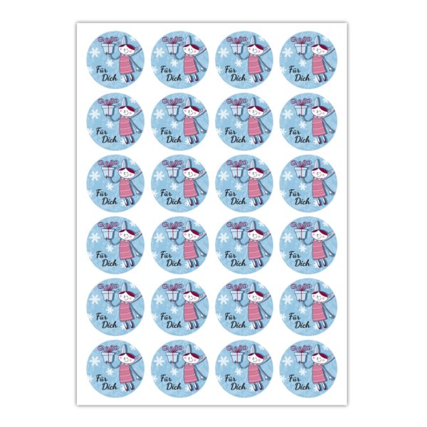 Kartenkaufrausch Sticker in hellblau: niedliche Engel Aufkleber zu Weihnachten
