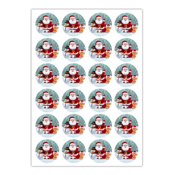 Kartenkaufrausch Sticker in multicolor: Aufkleber mit winkendem Weihnachtsmann