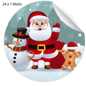 Kartenkaufrausch: Aufkleber mit winkendem Weihnachtsmann aus unserer Weihnachts Papeterie in multicolor
