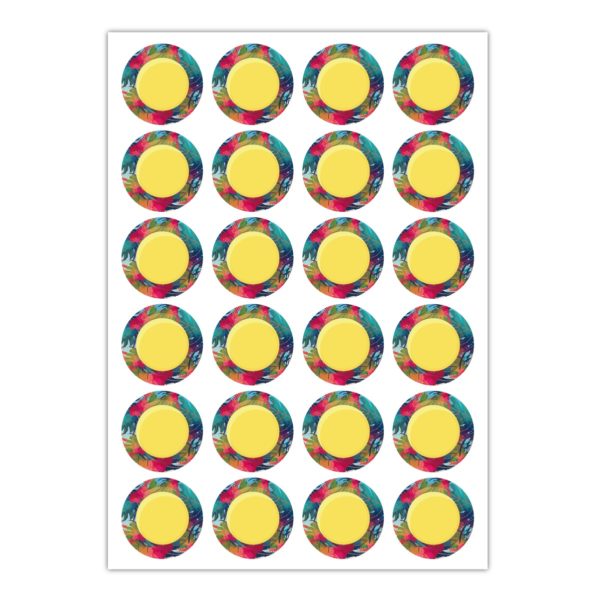 Kartenkaufrausch Sticker in gelb: 24 tropische Aufkleber