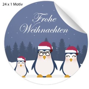 Kartenkaufrausch: Weihnachts Aufkleber mit Pinguinen aus unserer Weihnachts Papeterie in blau