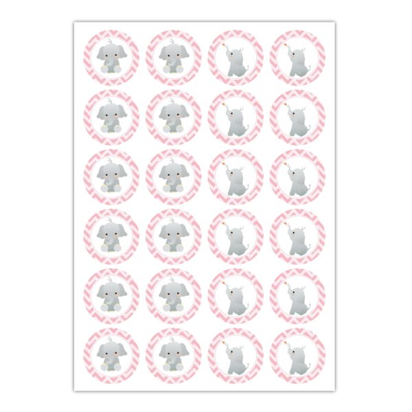 Kartenkaufrausch Sticker in rosa: 24 niedliche Baby Aufkleber