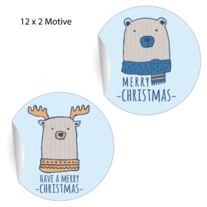 Kartenkaufrausch: 24 lustige Eisbär Weihnachts Aufkleber aus unserer Weihnachts Papeterie in hellblau
