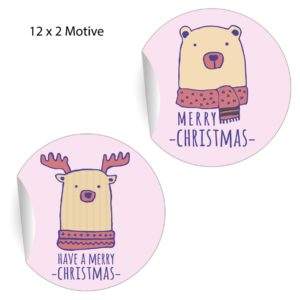 Kartenkaufrausch: Eisbär Weihnachts Aufkleber aus unserer Weihnachts Papeterie in rosa