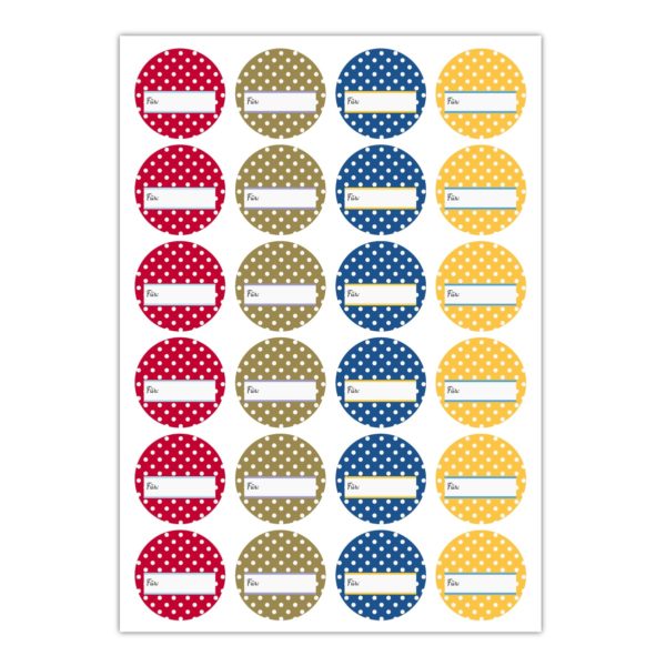 Kartenkaufrausch Sticker in multicolor: Pünktchen Aufkleber in rot blau beige