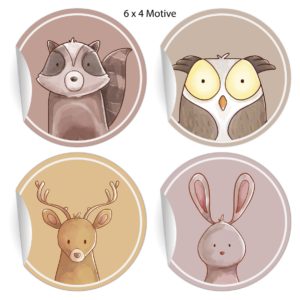 Kartenkaufrausch: illustrierte Aufkleber mit Waldtieren aus unserer Tier Papeterie in braun