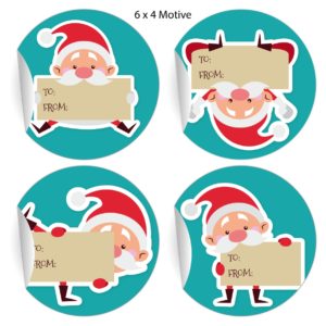 Kartenkaufrausch: Aufkleber zu Weihnachten mit Comic Santa aus unserer Weihnachts Papeterie in türkis