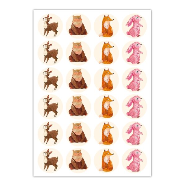 Kartenkaufrausch Sticker in beige: Aufkleber mit Tieren des Waldes