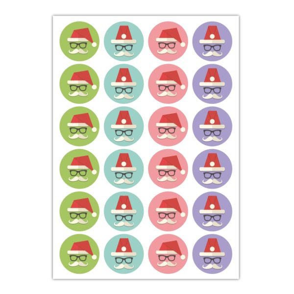 Kartenkaufrausch Sticker in multicolor: 24 Hippe Aufkleber zu Weihnachten