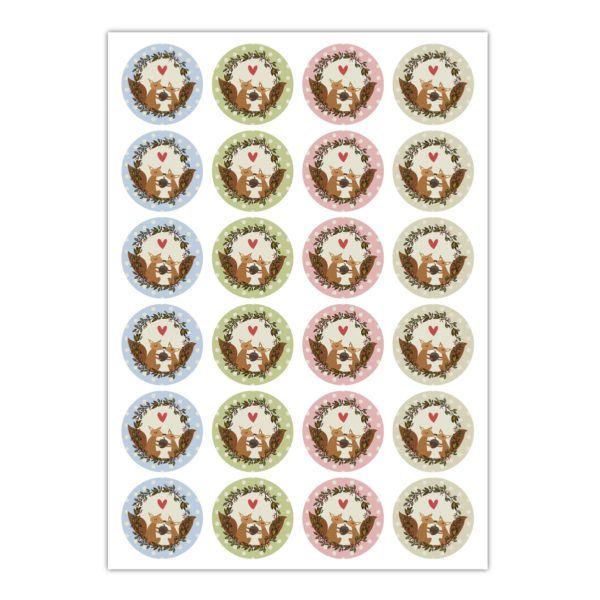 Kartenkaufrausch Sticker in multicolor: Liebes Aufkleber mit verliebten Eichhörnchen
